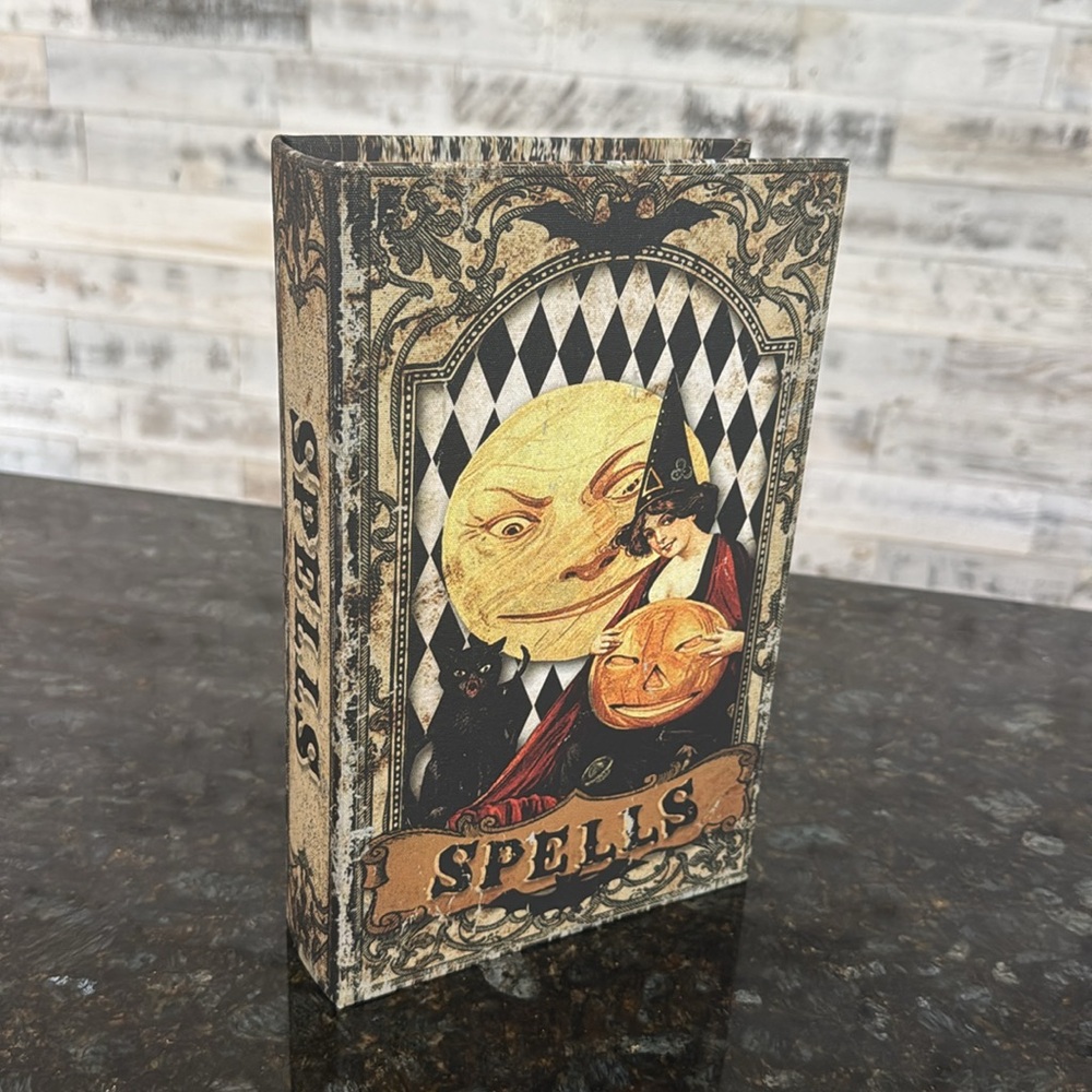 Halloween storage box with witch book design